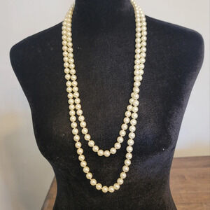 White pearl like beaded necklace